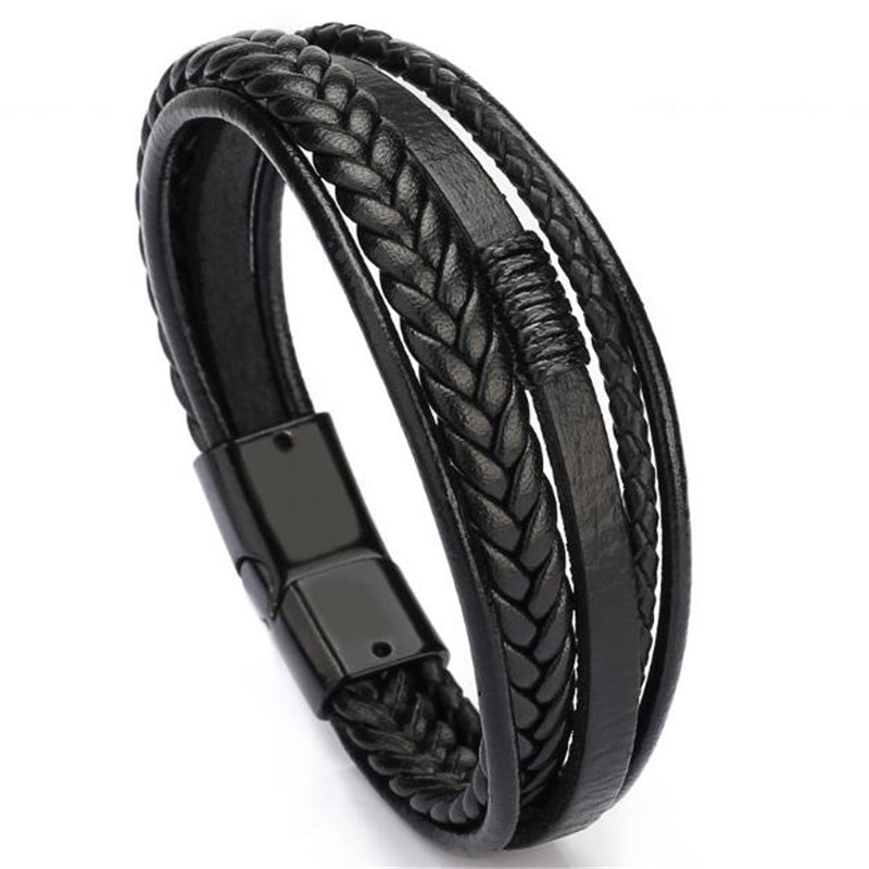 Trendy Genuine Braided Rope Leather Bracelets