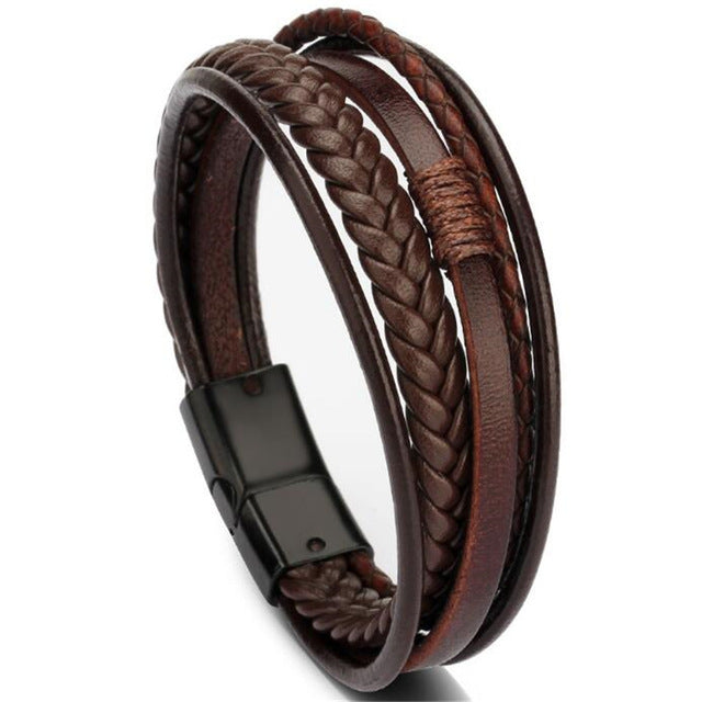 Trendy Genuine Braided Rope Leather Bracelets