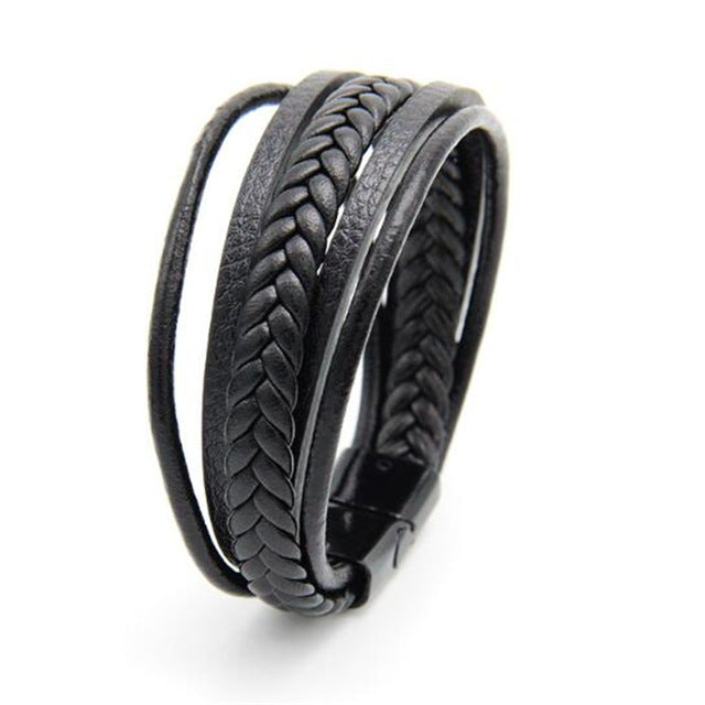 Trendy Genuine Braided Rope Leather Bracelets