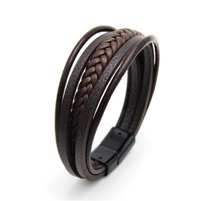 Trendy Genuine Braided Rope Leather Bracelets