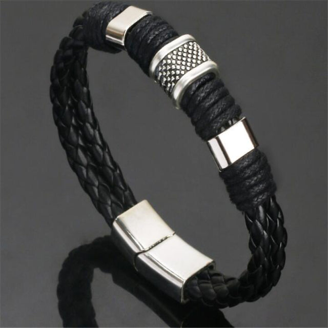 Trendy Genuine Braided Rope Leather Bracelets