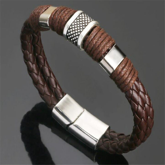 Trendy Genuine Braided Rope Leather Bracelets