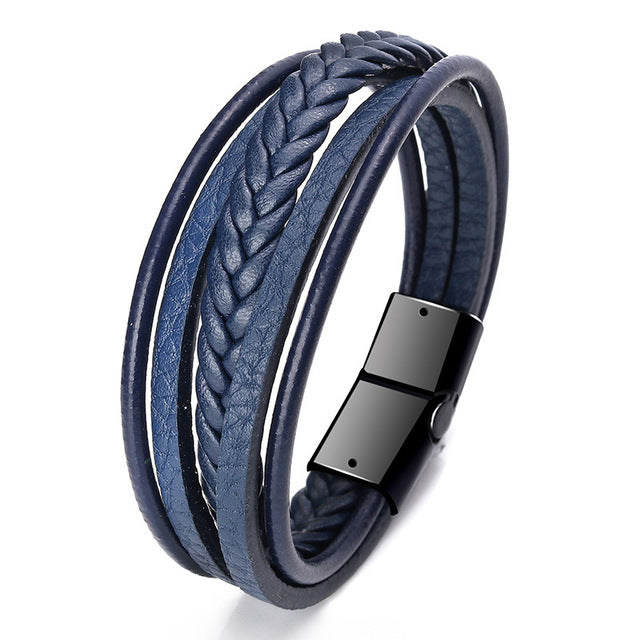 Trendy Genuine Braided Rope Leather Bracelets