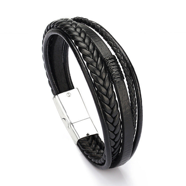 Trendy Genuine Braided Rope Leather Bracelets