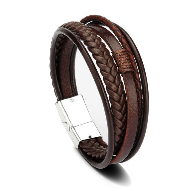 Trendy Genuine Braided Rope Leather Bracelets