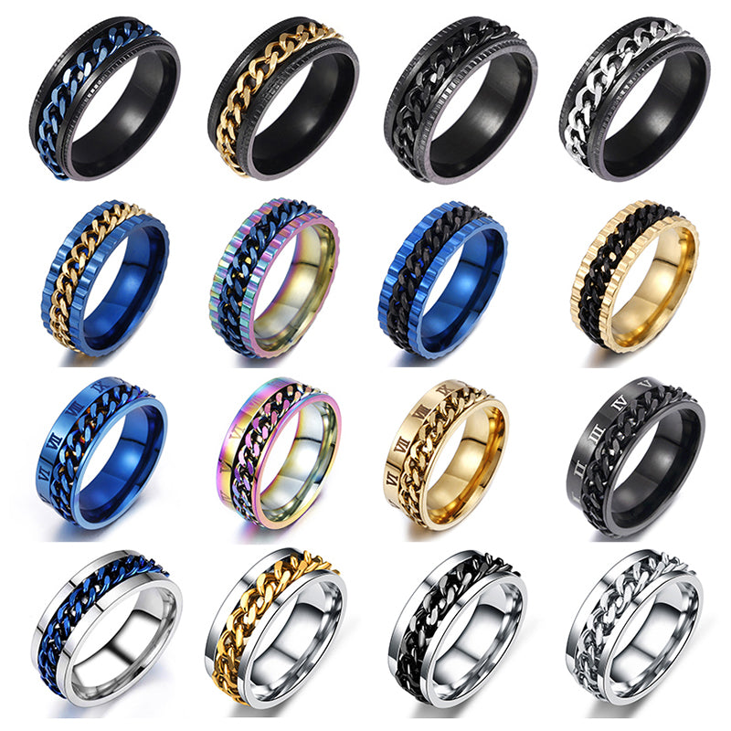 Stainless Steel Black Blue Spinner Rotatable Chain Rings