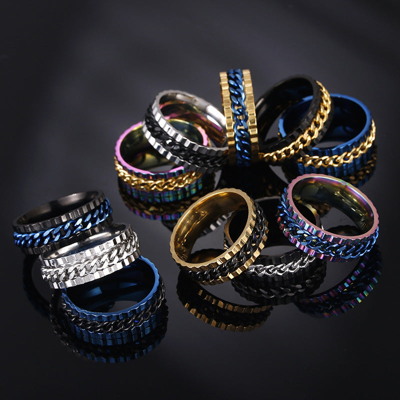 Stainless Steel Black Blue Spinner Rotatable Chain Rings