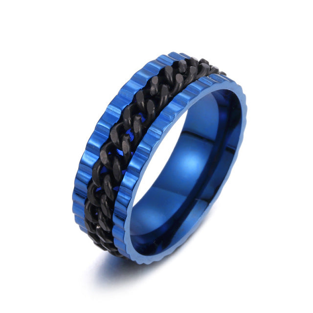 Stainless Steel Black Blue Spinner Rotatable Chain Rings