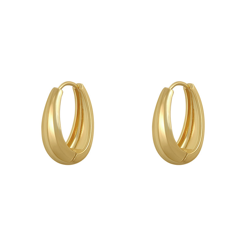 Classic Copper Alloy Smooth Metal Hoop Earrings