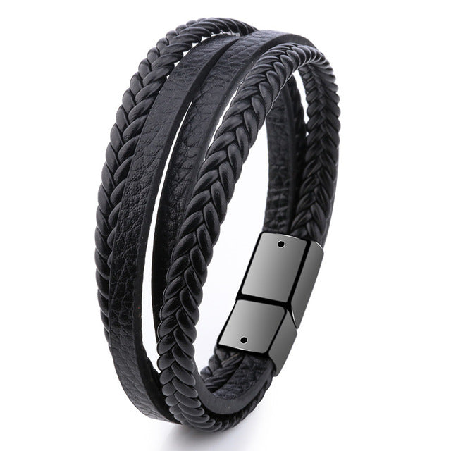 Trendy Genuine Braided Rope Leather Bracelets