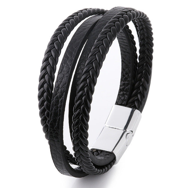 Trendy Genuine Braided Rope Leather Bracelets