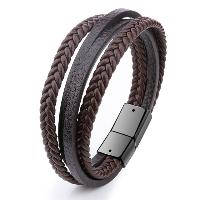 Trendy Genuine Braided Rope Leather Bracelets