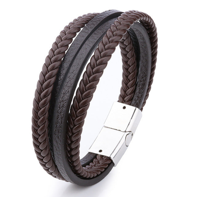 Trendy Genuine Braided Rope Leather Bracelets