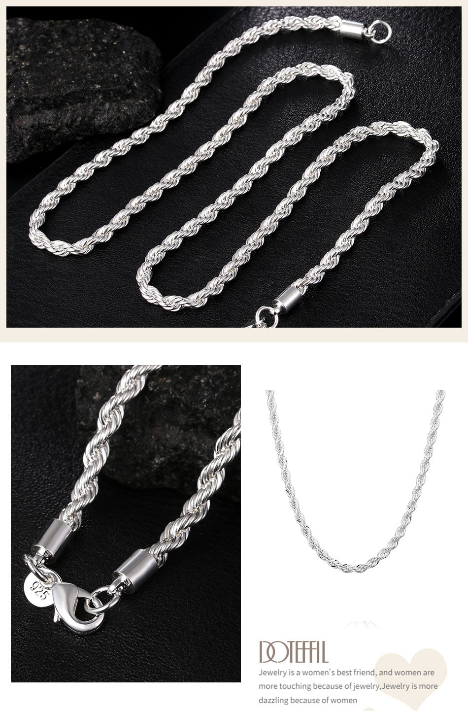 Twisted Rope Chain Necklace For Fashion